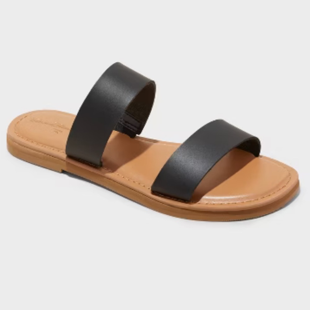 Universal Thread Women’s Sandals – Size 11 – Black Straps & Tan Soles